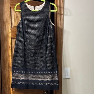 LOFT Black and Cream Mini Dress